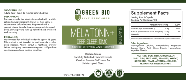 MELATONIN + DEEP SLEEP 10MG 100 CAPSULES Vegetarian - Image 2