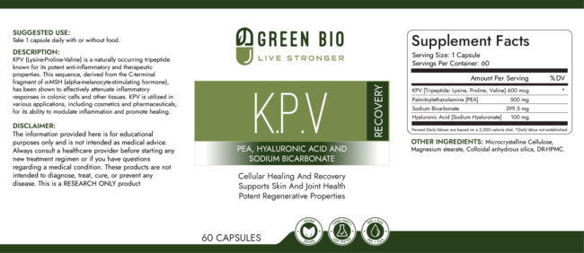 KPV 60 Capsules, Vegan PEA, Hyaluronic Acid and Sodium Bicarbonate - Image 2