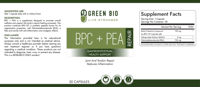 BPC + PEA 30 Capsules, Vegan - Image 2