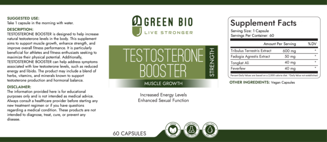 TESTOSTERONE BOOSTER 60 Capsules, Vegan - Image 2