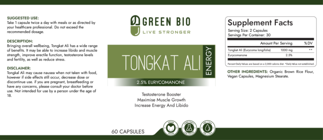 TONGKAT ALI 2.5% Eurycomanone  60 Capsules, Vegan - Image 2