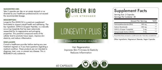 LONGEVITY PLUS GHK - CU 60 capsules, Vegan - Image 2