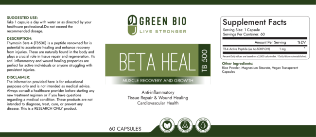 BETA HEAL 60 Capsules, Vegan TB 500 - Image 2